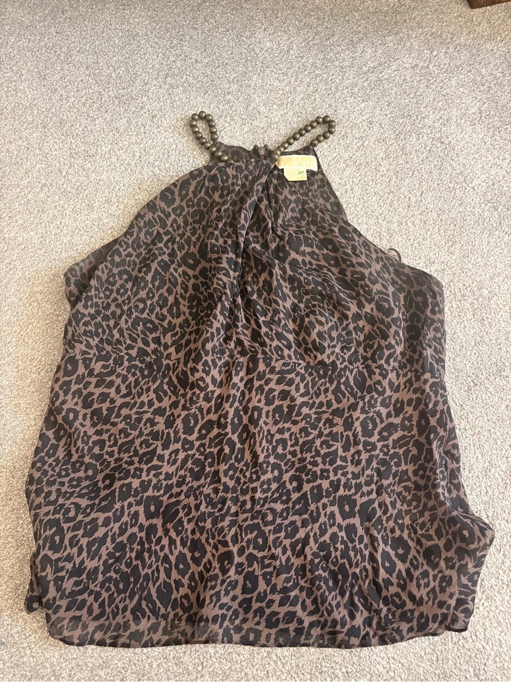 Michael Kors Brown Leopard Halter Cami Top